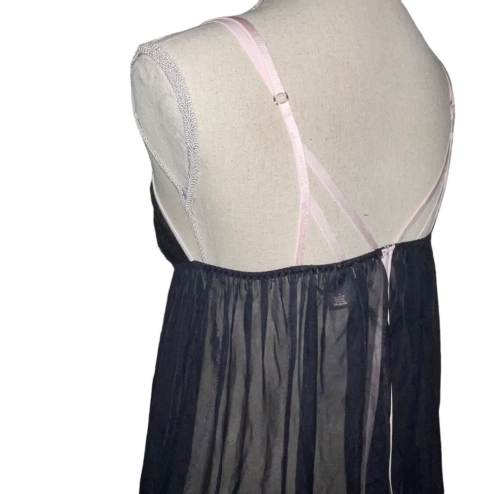 Victoria's Secret Sheer Lace Babydoll  2 Pc Set Black Pink Size Small - Picture 4 of 7
